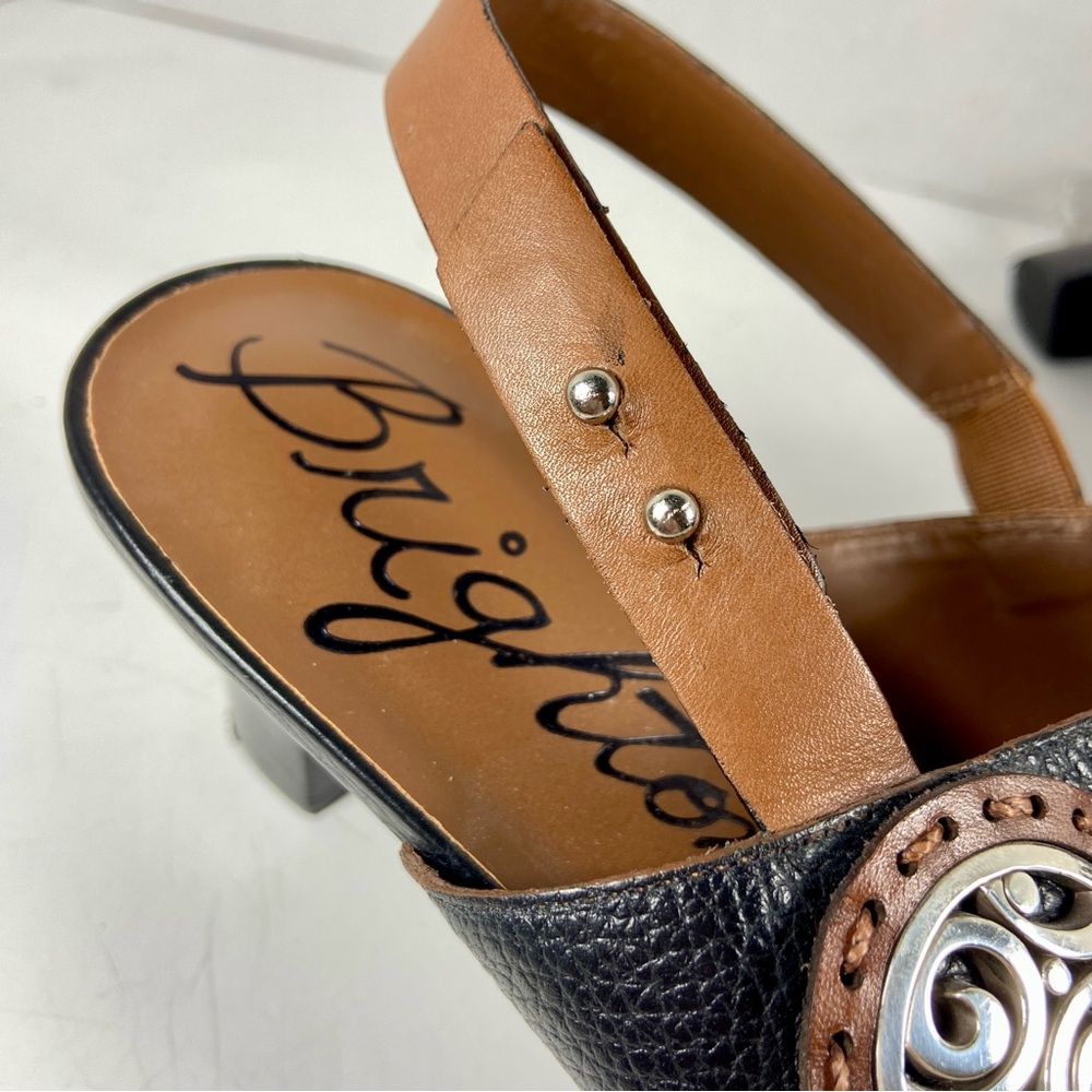 Brighton Black and Brown Heels with Decorative Metal Detail - Picture 10 of 12